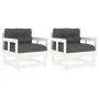 Garden armchairs with cushions 2 pcs solid white pine wood by vidaXL, Modular outdoor sofas - Ref: Foro24-825444, Price: 145,...