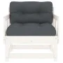 Gartensessel mit Kissen 2 Stück aus massivem weißem Kiefernholz von vidaXL, Modulare Sofas für den Außenbereich - Ref: Foro24...