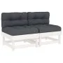 Central sofas with cushions 2 pcs solid white pine wood by vidaXL, Modular outdoor sofas - Ref: Foro24-825458, Price: 143,89 ...