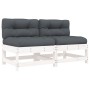Central sofas with cushions 2 pcs solid white pine wood by vidaXL, Modular outdoor sofas - Ref: Foro24-825577, Price: 176,50 ...