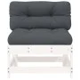 Zentralsofas mit Kissen 2 Stück aus massivem weißem Kiefernholz von vidaXL, Modulare Sofas für den Außenbereich - Ref: Foro24...