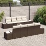 Conjunto de sofá de jardín 7 pcs Marrón y crema 55 x 55 x 37 cm