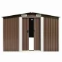 Brauner Gartenschuppen aus Metall, 257 x 392 x 181 cm von vidaXL, Schuppen - Ref: Foro24-143347, Preis: 459,35 €, Rabatt: %