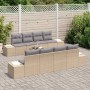 Conjunto de sofá de jardín 7 pcs Beige y gris 55 x 55 x 37 cm