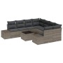 Conjunto de sofá de jardín con cojín 9 pcs Gris 55 x 55 x 37 cm
