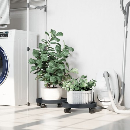Pflanzenständer mit Rädern 2 Stück grau Durchmesser 34 cm 35 kg von vidaXL, Topfständer - Ref: Foro24-154609, Preis: 25,34 €,...