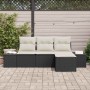 Conjunto de sofá de jardín con cojín 4 pcs Negro y crema