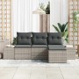Conjunto de sofá de jardín con cojín 4 pcs Gris Claro