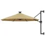 Wandschirm mit LEDs und Metallstange 300 cm taupe von vidaXL, Sonnenschirme - Ref: Foro24-312525, Preis: 126,17 €, Rabatt: %