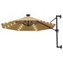 Wandschirm mit LEDs und Metallstange 300 cm taupe von vidaXL, Sonnenschirme - Ref: Foro24-312525, Preis: 106,50 €, Rabatt: %