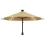 Wandschirm mit LEDs und Metallstange 300 cm taupe von vidaXL, Sonnenschirme - Ref: Foro24-312525, Preis: 126,17 €, Rabatt: %