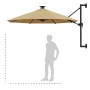 Wandschirm mit LEDs und Metallstange 300 cm taupe von vidaXL, Sonnenschirme - Ref: Foro24-312525, Preis: 106,50 €, Rabatt: %