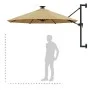 Wandschirm mit LEDs und Metallstange 300 cm taupe von vidaXL, Sonnenschirme - Ref: Foro24-312525, Preis: 126,17 €, Rabatt: %
