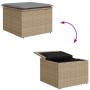 Conjunto de sofá de jardín con cojín 5 pcs Beige y Gris Claro