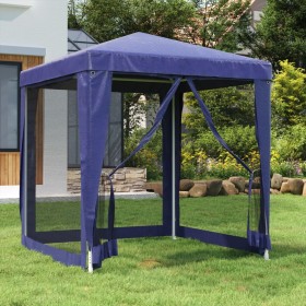 Carpa para fiestas con 4 paredes de malla HDPE azul 2x2 m