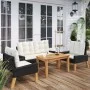 4-teiliges Gartenmöbel-Set mit PE-Rattan und Holzkissen von vidaXL, Gartensets - Ref: Foro24-319689, Preis: 316,78 €, Rabatt: %