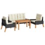 4-piece garden furniture set with PE rattan and wood cushions by vidaXL, Garden sets - Ref: Foro24-319689, Price: 262,07 €, D...