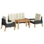 4-teiliges Gartenmöbel-Set mit PE-Rattan und Holzkissen von vidaXL, Gartensets - Ref: Foro24-319689, Preis: 316,78 €, Rabatt: %