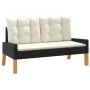 Set de muebels de jardín 4 piezas con cojines ratán PE y madera de vidaXL, Conjuntos de jardín - Ref: Foro24-319689, Precio: ...