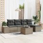 Conjunto de sofá de jardín con cojín 6 pcs Gris Claro