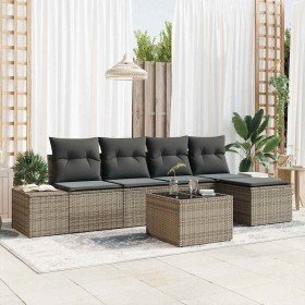 Conjunto de sofá de jardín con cojín 6 pcs Gris Claro Conjunto de sofá de jardín con cojín 6 pcs Gris Claro