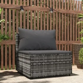 Zentrales Gartensofa mit Kissen aus synthetischem Rattan, grau von vidaXL, Outdoor-Sofas - Ref: Foro24-319769, Preis: 63,49 €...
