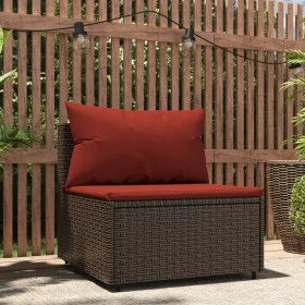 Zentrales Gartensofa mit braunen synthetischen Rattankissen von vidaXL, Outdoor-Sofas - Ref: Foro24-319817, Preis: 63,04 €, R...