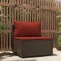 Sofá central de jardín con cojines ratán sintético marrón de vidaXL, Sofás de exterior - Ref: Foro24-319817, Precio: 63,04 €,...