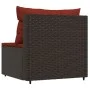 Sofá central de jardín con cojines ratán sintético marrón de vidaXL, Sofás de exterior - Ref: Foro24-319817, Precio: 63,04 €,...