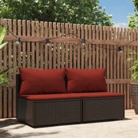 Sofás centrales jardín con cojines 2 uds ratán sintético marrón by vidaXL, Outdoor sofas - Ref: Foro24-319818, Price: 115,80 ...