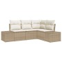 Conjunto de sofá de jardín con cojín 4 pcs Beige y Crema