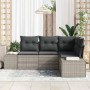 Conjunto de sofá de jardín con cojín 4 pcs Gris Claro