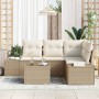 Conjunto de sofá de jardín con cojín 5 pcs Beige y Crema