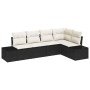 Conjunto de sofá de jardín con cojín 5 pcs Negro y crema