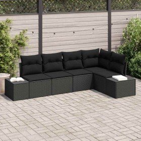 Conjunto de sofá de jardín con cojín 5 pcs Negro Conjunto de sofá de jardín con cojín 5 pcs Negro