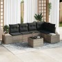Conjunto de sofá de jardín con cojín 6 pcs Gris Claro