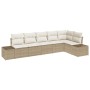 Conjunto de sofá de jardín con cojín 6 pcs Beige y Crema