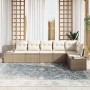 Conjunto de sofá de jardín con cojín 6 pcs Beige y Crema