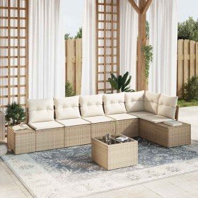 Conjunto de sofá de jardín con cojín 7 pcs Beige y Crema Conjunto de sofá de jardín con cojín 7 pcs Beige y Crema
