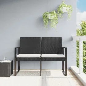 2-seater garden bench with black rattan look PP cushions by vidaXL, garden benches - Ref: Foro24-360209, Price: 112,18 €, Dis...