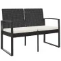 2-seater garden bench with black rattan look PP cushions by vidaXL, garden benches - Ref: Foro24-360209, Price: 112,18 €, Dis...