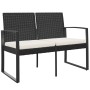 2-Sitzer-Gartenbank mit schwarzen PP-Kissen in Rattanoptik von vidaXL, Gartenbänke - Ref: Foro24-360209, Preis: 115,60 €, Rab...