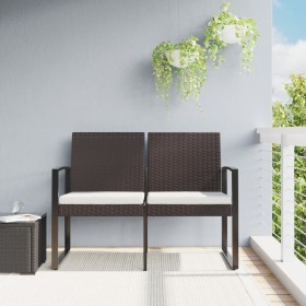 Banco de jardín 2 plazas con cojines PP aspecto de ratán marrón de vidaXL, Bancos de jardín - Ref: Foro24-360210, Precio: 112...