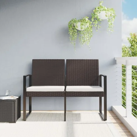 2-seater garden bench with PP cushions, brown rattan look by vidaXL, garden benches - Ref: Foro24-360210, Price: 111,01 €, Di...