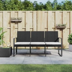 3-seater garden bench with black rattan look PP cushions by vidaXL, garden benches - Ref: Foro24-360212, Price: 159,05 €, Dis...