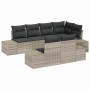 Conjunto de sofá de jardín con cojín 7 pcs Gris Claro
