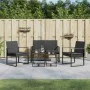 Set comedor de jardín 5 pzas con cojines PP aspecto ratán negro de vidaXL, Conjuntos de jardín - Ref: Foro24-360215, Precio: ...