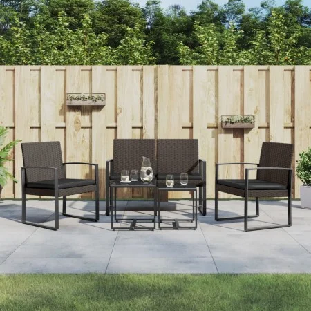Set comedor de jardín 5 pzas y cojines PP aspecto ratán marrón de vidaXL, Conjuntos de jardín - Ref: Foro24-360216, Precio: 2...