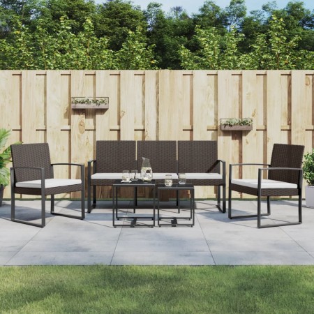 Set comedor de jardín 5 pzas y cojines PP aspecto ratán marrón | Foro24.es | Tu tienda online para hogar, jardín y más Foro24.es