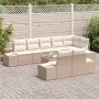 Conjunto de sofá de jardín con cojín 9 pcs beige y crema